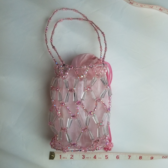 Beaded Basket Bag Purse with silky interior bag - Picture 4 of 6